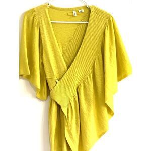 Moth Anthropology Asymmetrical Wrap Sweater Bright Yellow SZ S/M EUC